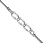 Sterling Silver Rh-plat Polished Multi-Strand w/ ext. Bracelet