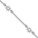 Sterling Silver Rh-plated Polished Suns w/ ext. Bracelet