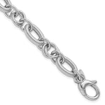 SS RH-plated Polished/Textured Fancy Link w/ ext. Bracelet