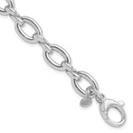 Sterling Silver RH-plated Polished Fancy Link w/ ext. Bracele