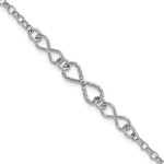 Sterling Silver Rhodium-plated Twisted Infinity w/ ext. Bracele