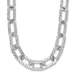 Sterling Silver Rh-plat Polish/Hammered Fancy w/ ext. Necklace