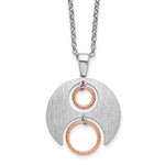 Sterling Silver Rh/Rose gold-plat Polish/Brush w/ ext. Necklace