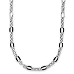 Sterling Silver Rhodium-plated w/Enamel Link w/ ext. Necklace