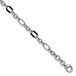 Sterling Silver Rhodium-plated with Enamel Link with ext. Brac