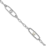 Sterling Silver Rh-plated CZ and Crystal Pearl with ext. Brace