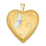 1/20 14K Gold Filled & White Rhodium Satin Butterfly Heart Locket