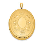 1/20 14K Gold Filled Satin Diamond-cut Floral Oval Locket