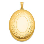 1/20 14K Gold Filled Polished and Satin Leaf Border 2-Frame Oval Locket