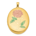 1/20 14K Gold Filled Pink and Green Enameled Flower Oval Locket