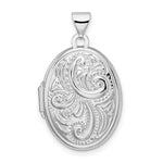 Sterling Silver Rhodium-plated Polished Scroll Design Reversible Same on Back Oval Locket