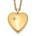1/20 Gold Filled Polished/Satin Diamond Star Heart Locket Necklace