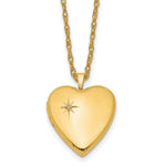 1/20 14K Gold Filled Polished Front/Satin Back Diamond Star Heart Locket Necklace