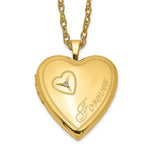 1/20 Gold Filled Polished Front/Satin Back Diamond FOREVER Heart Locket Necklace