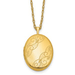 1/20 14K Gold Filled Polished Front/Satin Back Swirled Oval Locket Necklace