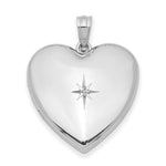 Sterling Silver Rhodium-plated Diamond Star Design Heart Locket