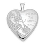 Sterling Silver Rhodium-plated Footprints IT WAS THEN THAT I CARRIED YOU Heart Locket