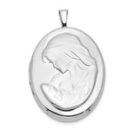 Sterling Silver Rhodium-plated Mother and Baby Oval Locket