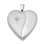 Sterling Silver Rhodium-plated Satin and Polished Diamond Star Heart Locket