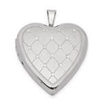 Sterling Silver Rhodium-plated Quilt Design Heart Locket
