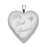 Sterling Silver Rhodium-plated Best Friend with Diamond Heart Locket