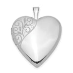 Sterling Silver Rhodium-plated Polished Swirl Heart Locket