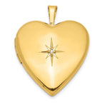 Sterling Silver Gold-plated Diamond Star Design Heart Locket