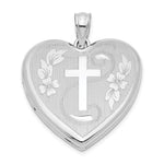 Sterling Silver Rhodium-plated D/C Cross Heart Locket