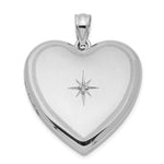 Sterling Silver Rhodium-plated Diamond Star Diamond-cut Heart Locket