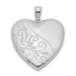 Sterling Silver Rhodium-plated Polished Front/Satin Back Swirl Design 4-Photo Family Heart Locket