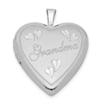 Sterling Silver Rhodium-plated Diamond-cut GRANDMA Heart Locket