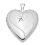 Sterling Silver Rhodium-plated & Diamond D/C Heart Locket
