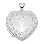 Sterling Silver Rhodium-plated Polished Lace Design Heart Locket