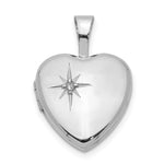 Sterling Silver Rhodium-plated Polished Diamond Star Heart Locket