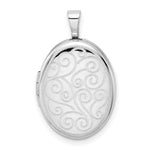 Sterling Silver Rhodium-plated Swirl Oval Locket
