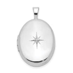Sterling Silver Rhodium-plated & Diamond Polished Oval Locket