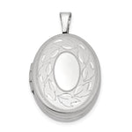 Sterling Silver Rhod-plated Polished & Satin Leaf Border Oval Locket