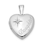 Sterling Silver Rhodium-plated Diamond Star and Daughter Heart Locket