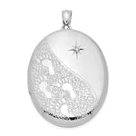 Sterling Silver Rhodium-plated Diamond Footprints Reversible IT WAS THEN THAT I CARRIED YOU. Oval Locket