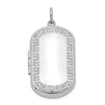 Sterling Silver Rhodium-plated Polished Front/Satin Back Greek Key Border 30x Rectangle Locket