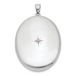 Sterling Silver Rhodium-plated Polished Diamond Star Oval Locket