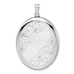 Sterling Silver Rhodium-plated W/ Side Swirls Oval Locket