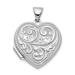 Sterling Silver Rhodium-plated Scroll Design Heart Locket