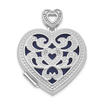 Sterling Silver Rhodium-plated Diamond Accent Vintage Filigree Heart Locket