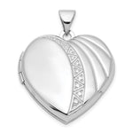 Sterling Silver Rhodium-plated Textured Heart Locket