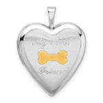 Sterling Silver Rhodium & Gold-plated My Best Friend Dog Bone Heart Locket