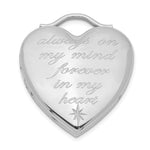 Sterling Silver Rhodium-plated ALWAYS ON MY MIND FOREVER IN MY HEART Heart Locket