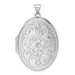 Sterling Silver Rhodium-plated Floral Swirl Reversible Same on Back Oval Locket
