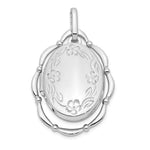 Sterling Silver Rhodium-plated Polished Floral Border Scalloped Frame 21x Oval Locket
