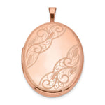 Sterling Silver Rose Gold-plated Swirled Oval Locket